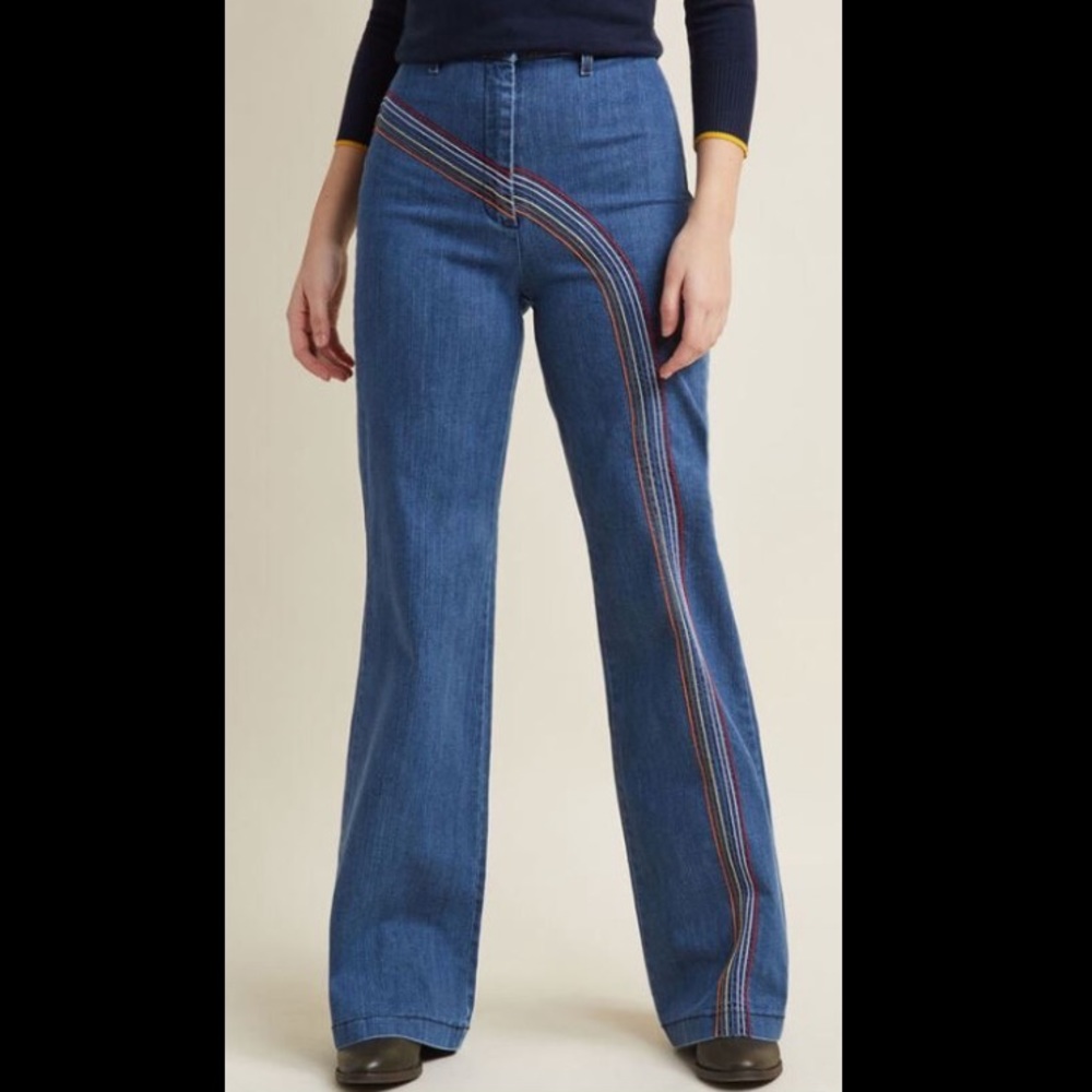 ModCloth Rainbow With Me Jeans Wide Legged